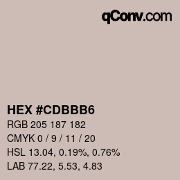 Color code: HEX #CDBBB6 | qconv.com