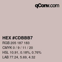 Color code: HEX #CDBBB7 | qconv.com