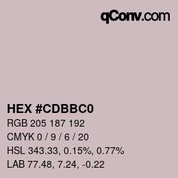 颜色代码: HEX #CDBBC0 | qconv.com