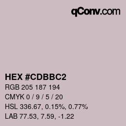 Color code: HEX #CDBBC2 | qconv.com