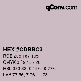 カラーコード: HEX #CDBBC3 | qconv.com