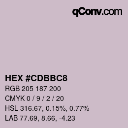 Color code: HEX #CDBBC8 | qconv.com