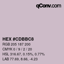 Color code: HEX #CDBBC8 | qconv.com