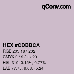 颜色代码: HEX #CDBBCA | qconv.com