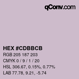カラーコード: HEX #CDBBCB | qconv.com