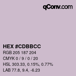 Color code: HEX #CDBBCC | qconv.com