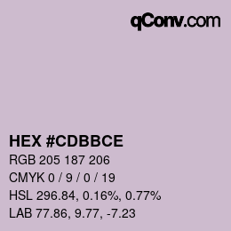 Color code: HEX #CDBBCE | qconv.com