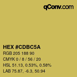 カラーコード: HEX #CDBC5A | qconv.com