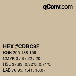 Color code: HEX #CDBC9F | qconv.com