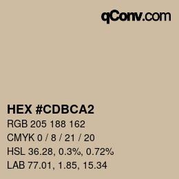 Color code: HEX #CDBCA2 | qconv.com