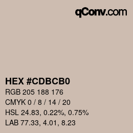 Color code: HEX #CDBCB0 | qconv.com