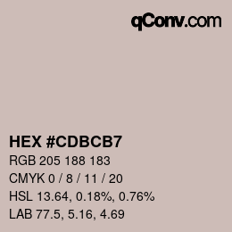 Color code: HEX #CDBCB7 | qconv.com