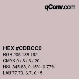 Color code: HEX #CDBCC0 | qconv.com