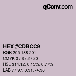 カラーコード: HEX #CDBCC9 | qconv.com