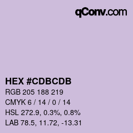 カラーコード: HEX #CDBCDB | qconv.com