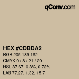 カラーコード: HEX #CDBDA2 | qconv.com