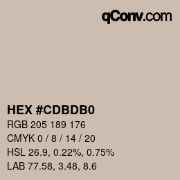 カラーコード: HEX #CDBDB0 | qconv.com