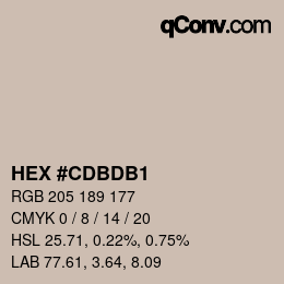 颜色代码: HEX #CDBDB1 | qconv.com
