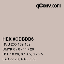 Color code: HEX #CDBDB6 | qconv.com