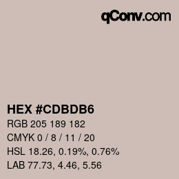 カラーコード: HEX #CDBDB6 | qconv.com