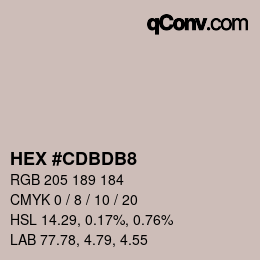 颜色代码: HEX #CDBDB8 | qconv.com