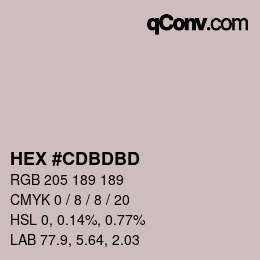 颜色代码: HEX #CDBDBD | qconv.com