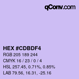 Color code: HEX #CDBDF4 | qconv.com