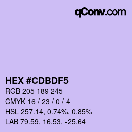 颜色代码: HEX #CDBDF5 | qconv.com