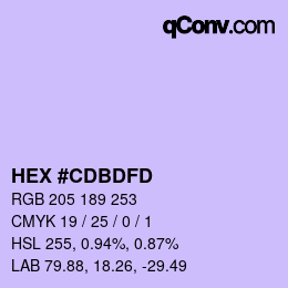 Color code: HEX #CDBDFD | qconv.com