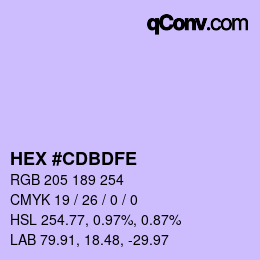 Color code: HEX #CDBDFE | qconv.com