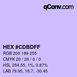 Color code: HEX #CDBDFF | qconv.com