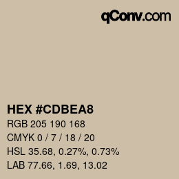 颜色代码: HEX #CDBEA8 | qconv.com
