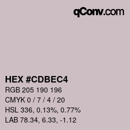 Color code: HEX #CDBEC4 | qconv.com