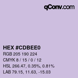 Color code: HEX #CDBEE0 | qconv.com