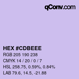 Color code: HEX #CDBEEE | qconv.com