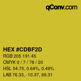 颜色代码: HEX #CDBF2D | qconv.com