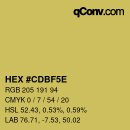 Color code: HEX #CDBF5E | qconv.com