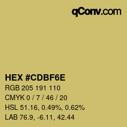 Color code: HEX #CDBF6E | qconv.com