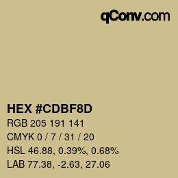 カラーコード: HEX #CDBF8D | qconv.com