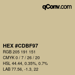 Color code: HEX #CDBF97 | qconv.com