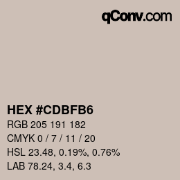 カラーコード: HEX #CDBFB6 | qconv.com