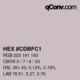 カラーコード: HEX #CDBFC1 | qconv.com