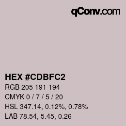 カラーコード: HEX #CDBFC2 | qconv.com