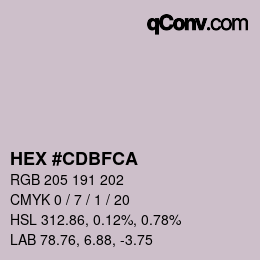 Color code: HEX #CDBFCA | qconv.com