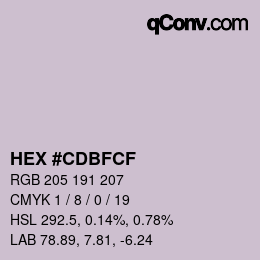 Color code: HEX #CDBFCF | qconv.com