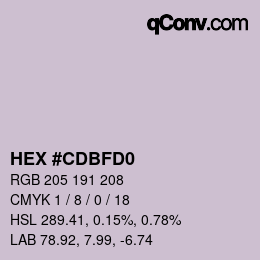 颜色代码: HEX #CDBFD0 | qconv.com