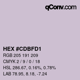 Color code: HEX #CDBFD1 | qconv.com