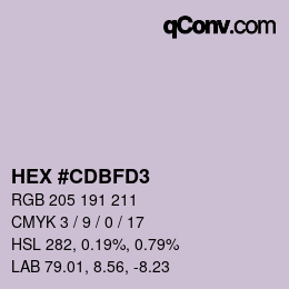 Color code: HEX #CDBFD3 | qconv.com