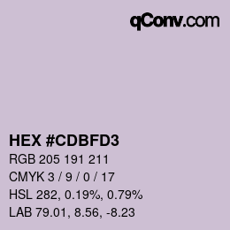 カラーコード: HEX #CDBFD3 | qconv.com