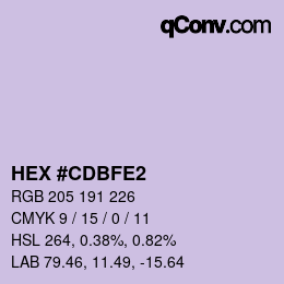 Farbcode: HEX #CDBFE2 | qconv.com